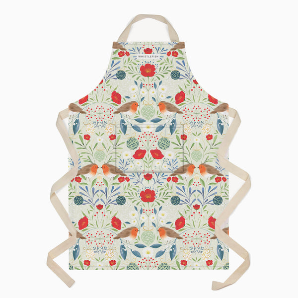 Christmas Apron-XM25AP - Berry & Rose Robin Apron-Whistlefish