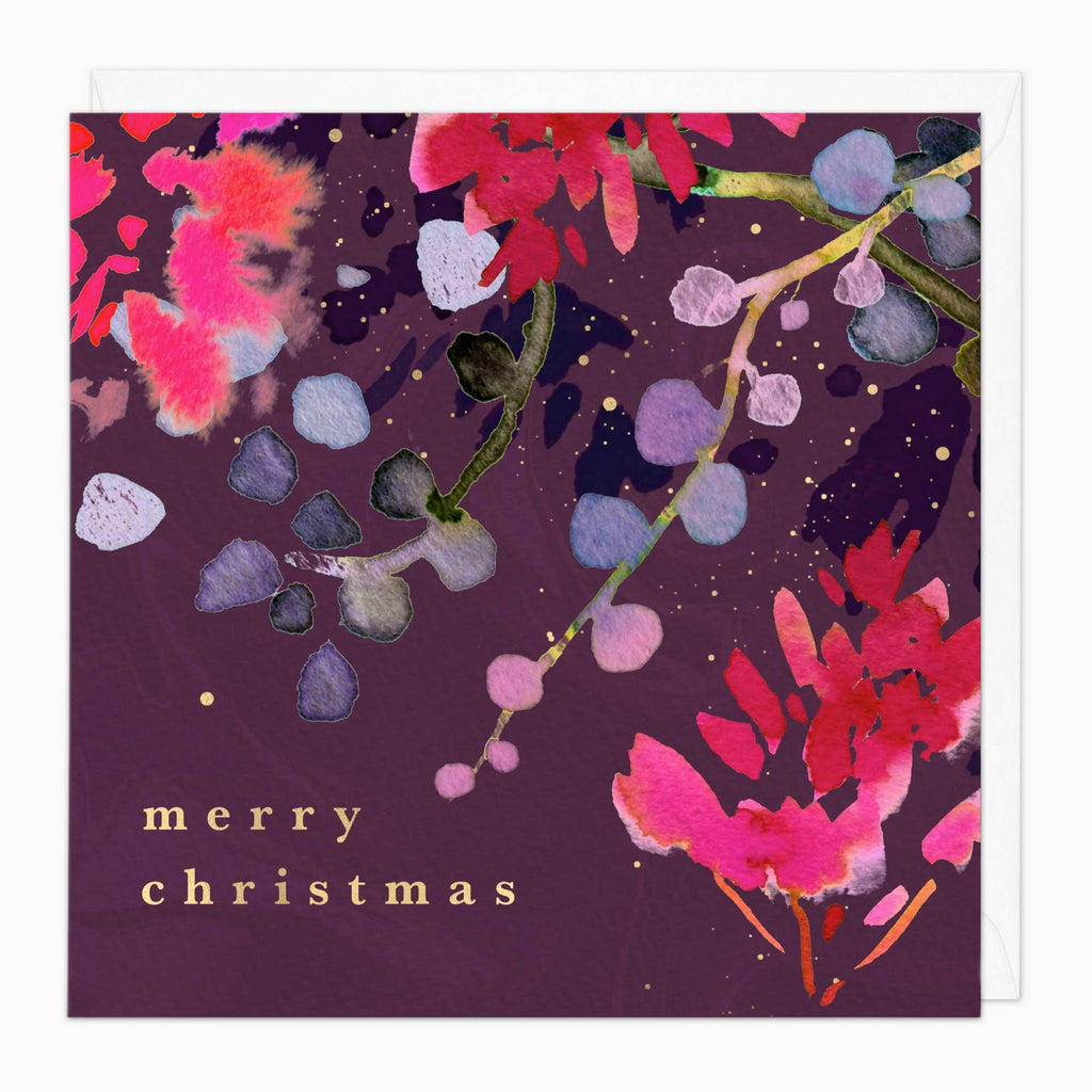 Christmas Card-XA014 - Burgendy Berries Christmas Card-Whistlefish