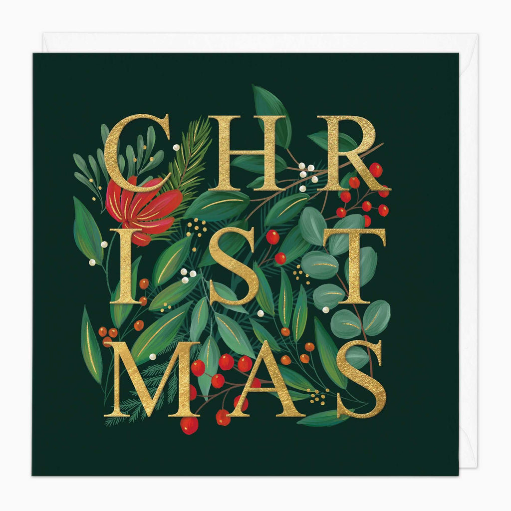 Christmas Card-XA070 - Green & Gold Christmas Card-Whistlefish