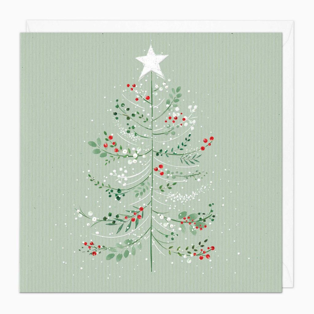 Christmas Card-XA098 - Leafy Berry Tree Christmas Card-Whistlefish