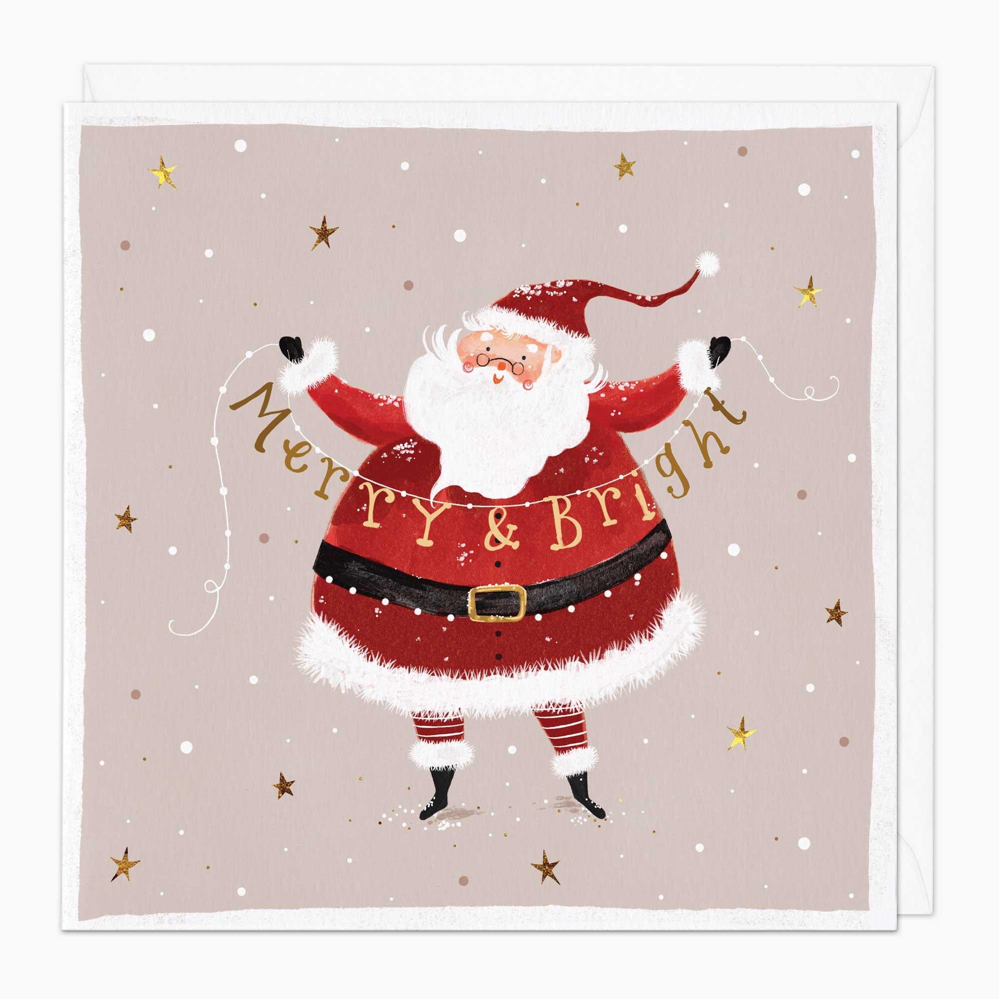 Christmas Card-XA164 - Santa Garland Christmas Card-Whistlefish