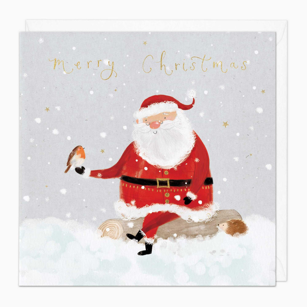 Christmas Card-XA168 - Santa & Robin Christmas Card-Whistlefish
