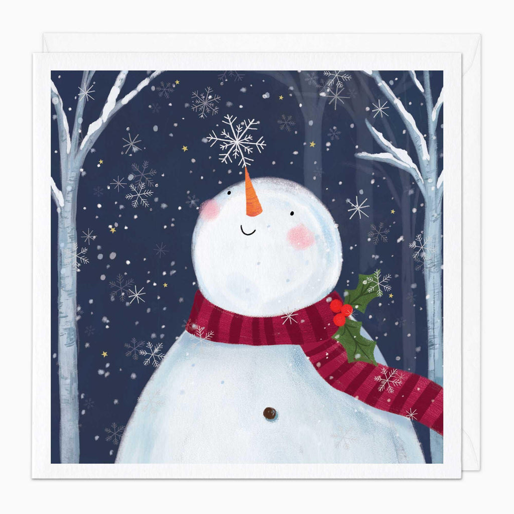 Christmas Card-XA169 - Gazing Snowman Christmas Card-Whistlefish