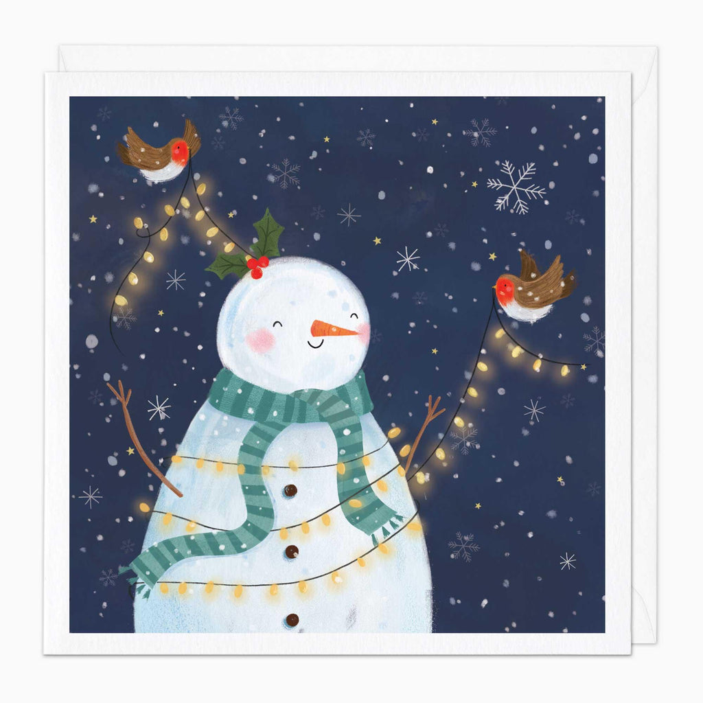 Christmas Card-XA170 - Snowman & Robins Christmas Card-Whistlefish