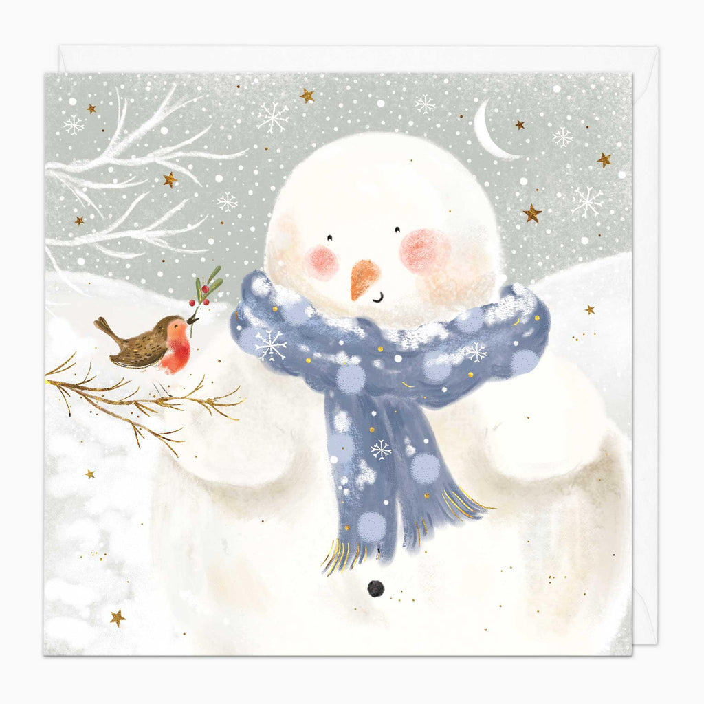 Christmas Card-XA172 - Snowman & Robin Christmas Card-Whistlefish