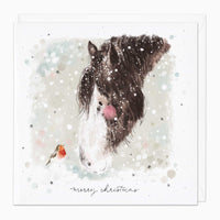 Christmas Card-XA262 - Rosy Horse & Robin Christmas Card-Whistlefish