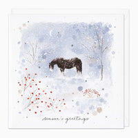 Christmas Card-XA264 - Horse & Berries Christmas Card-Whistlefish