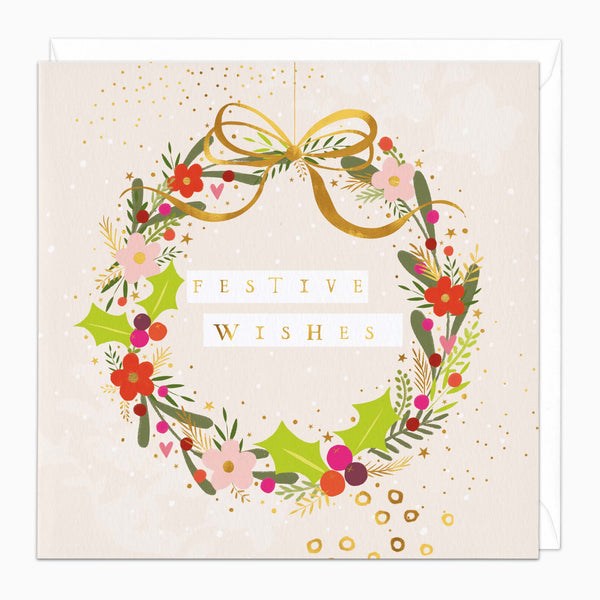 Christmas Card-XA315 - Modern Wreath Christmas Card-Whistlefish