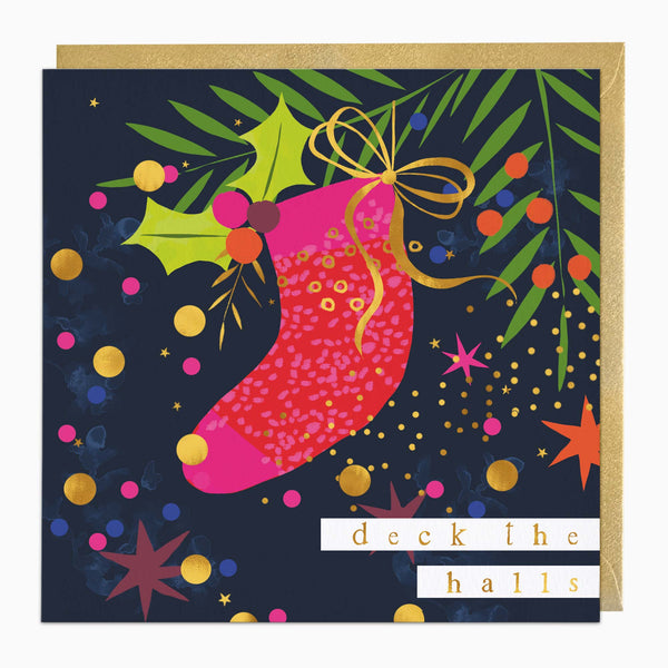Christmas Card-XA321 - Funky Stocking Christmas Card-Whistlefish