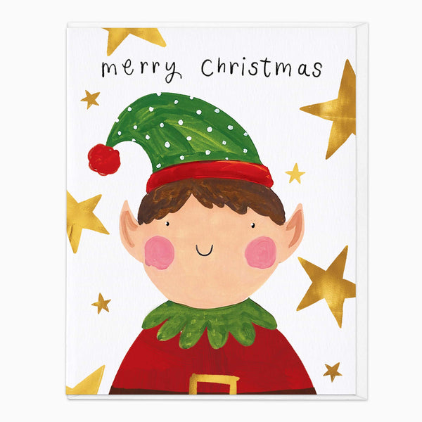 Christmas Card-XA327 - Green Elf Christmas Card-Whistlefish