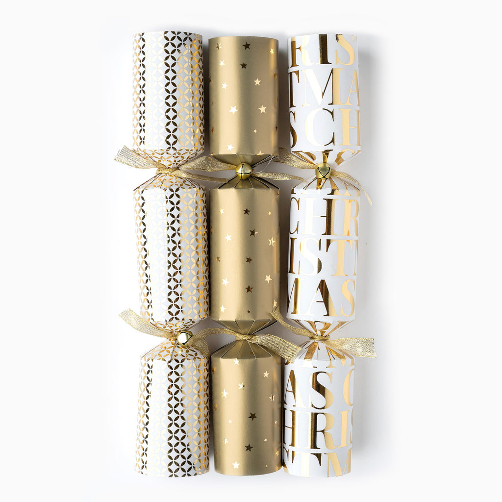 Christmas Crackers-HI25-LUX-6 - 6 Gold Patterns Christmas Crackers-Holly & Ivy