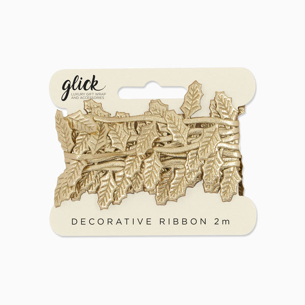 Christmas Decorations-RX34 - Golden Leaves Gift Dressing (2m)-Glick