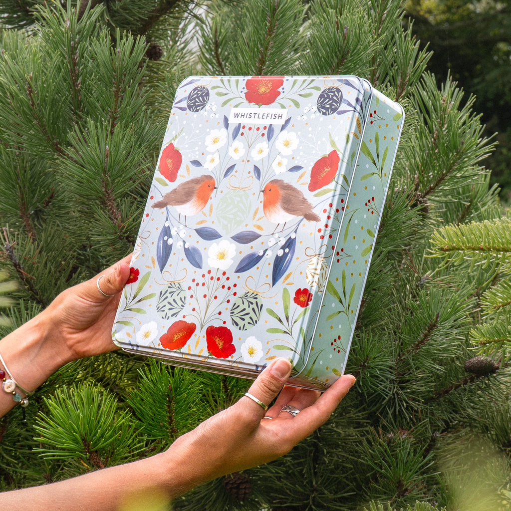 Christmas Gift Tin-XM24GT - Berry & Rose Robin Christmas Gift Tin-Whistlefish