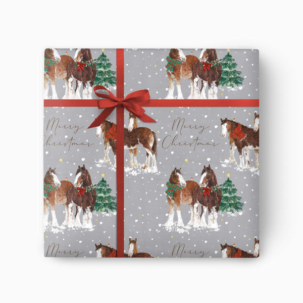 Christmas Wrapping Paper-CWP035 - Festive Horses Christmas Wrapping Paper-Whistlefish