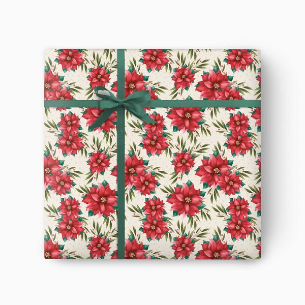 Christmas Wrapping Paper-CWP039 - Poinsettia Christmas Wrapping Paper-Whistlefish