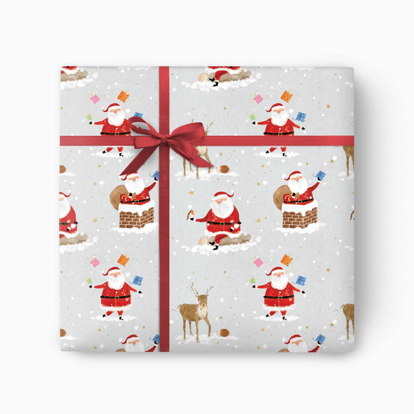 Christmas Wrapping Paper-CWP044 - Santa & Reindeer Christmas Wrapping Paper-Whistlefish