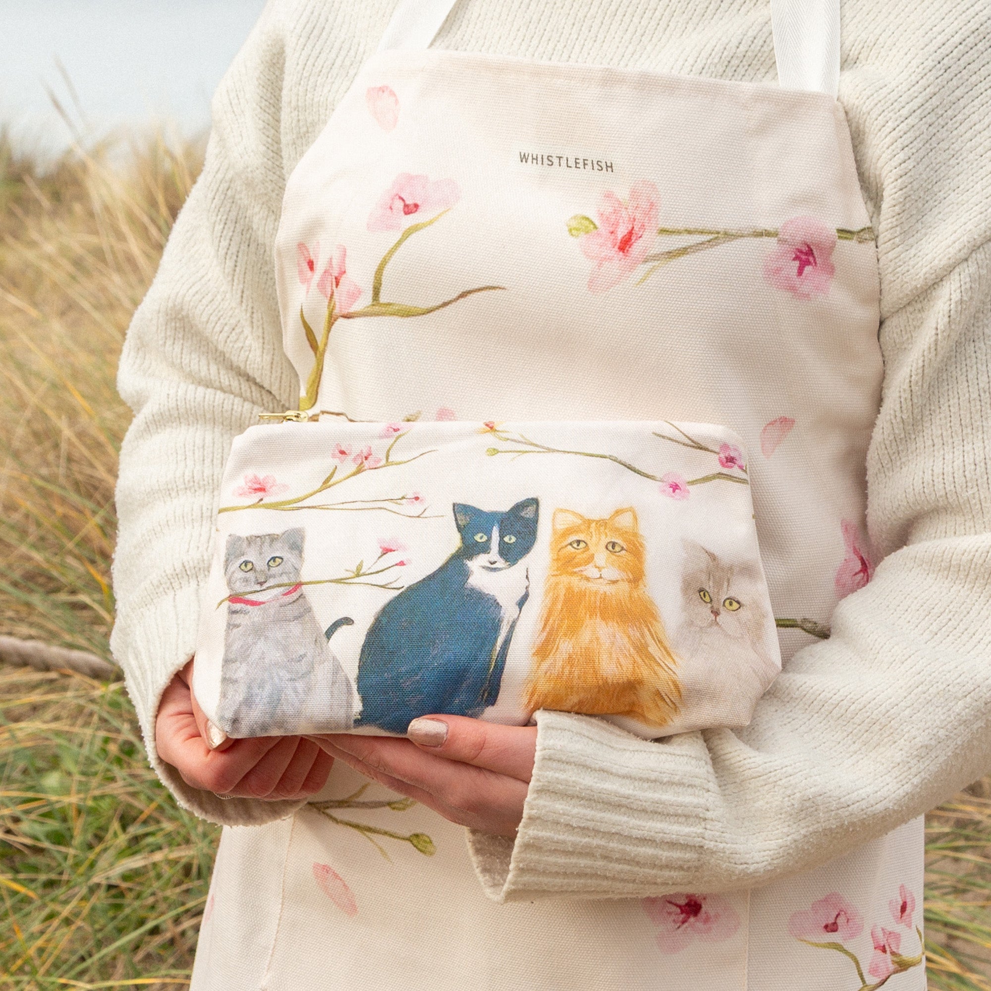 Cosmetic Bag-HC03WB - Cats in the Blossom Cosmetic Bag-Hannah Cole
