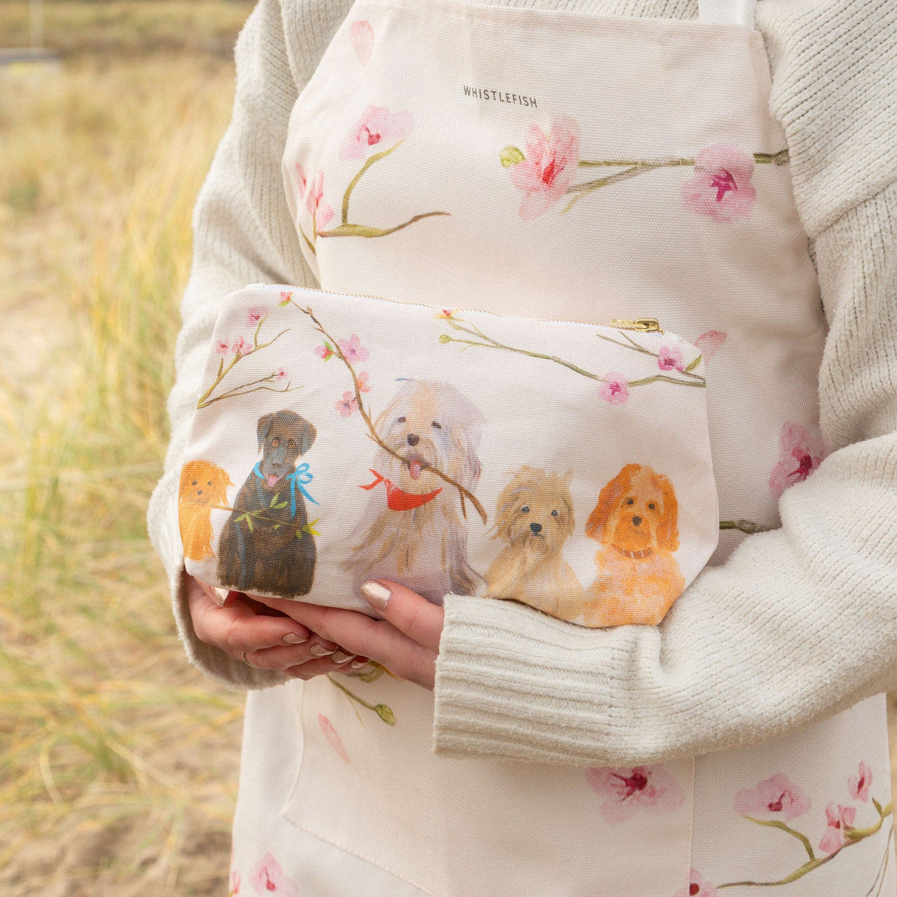 Cosmetic Bag-HC04WB - Dogs in the Blossom Cosmetic Bag-Hannah Cole