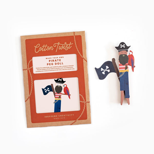 Craft Kit-SQ0402057 - Make Your Own Pirate Peg Doll-Cotton Twist