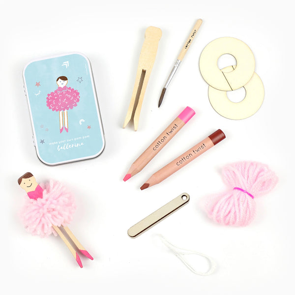Craft Kit-SQ4657508 - Make Your Own Pom Pom Ballerina Kit-Cotton Twist