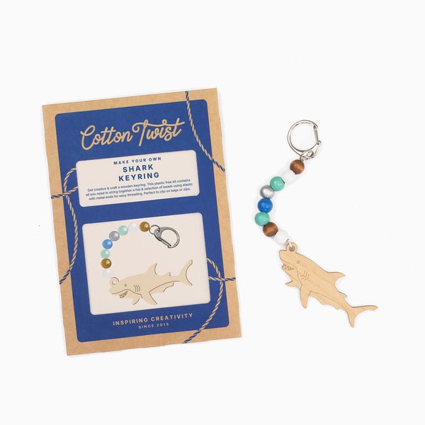 Craft Kit-SQ5454440 - Make Your Own Shark Keyring Kit-Cotton Twist