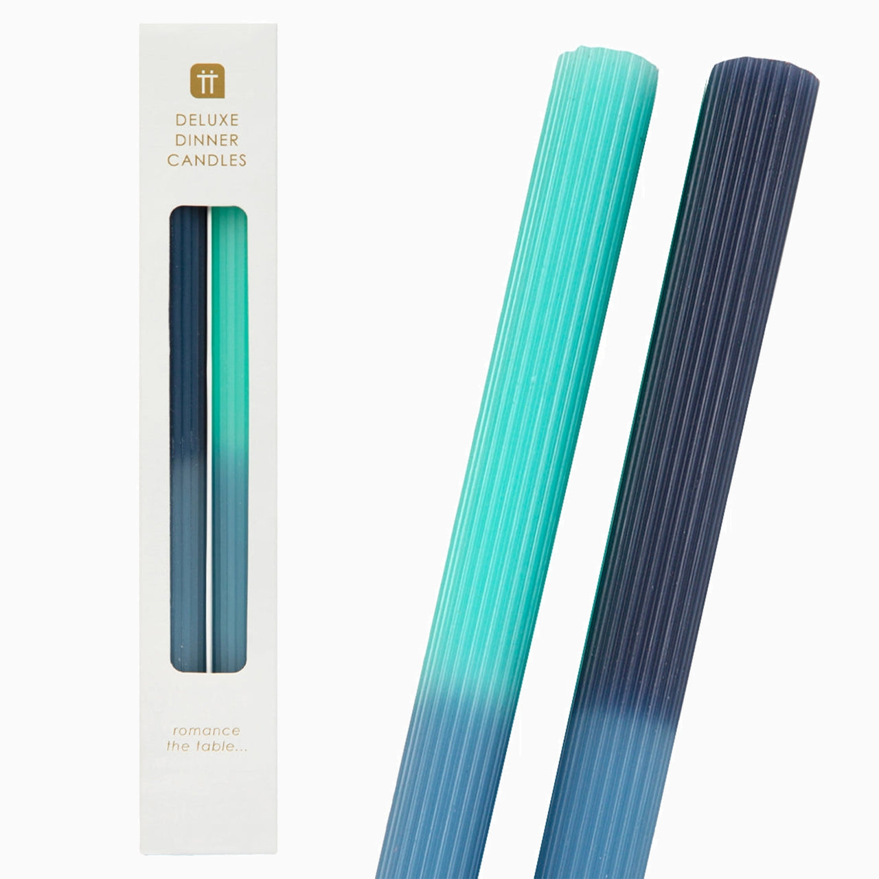 Dinner Candles-CNDL-2TONE-B - 2 Tone Blue Dinner Candles 2 Pack-Talking Tables