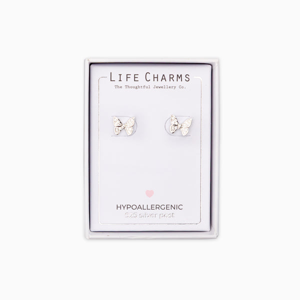 Earrings-E183S - Silver Butterfly Earrings-Whistlefish