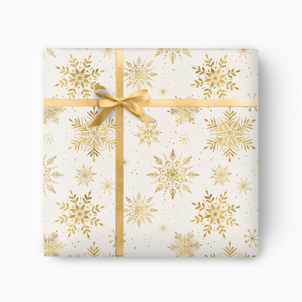 FCWP001 - Golden Snow Foiled Wrapping Paper