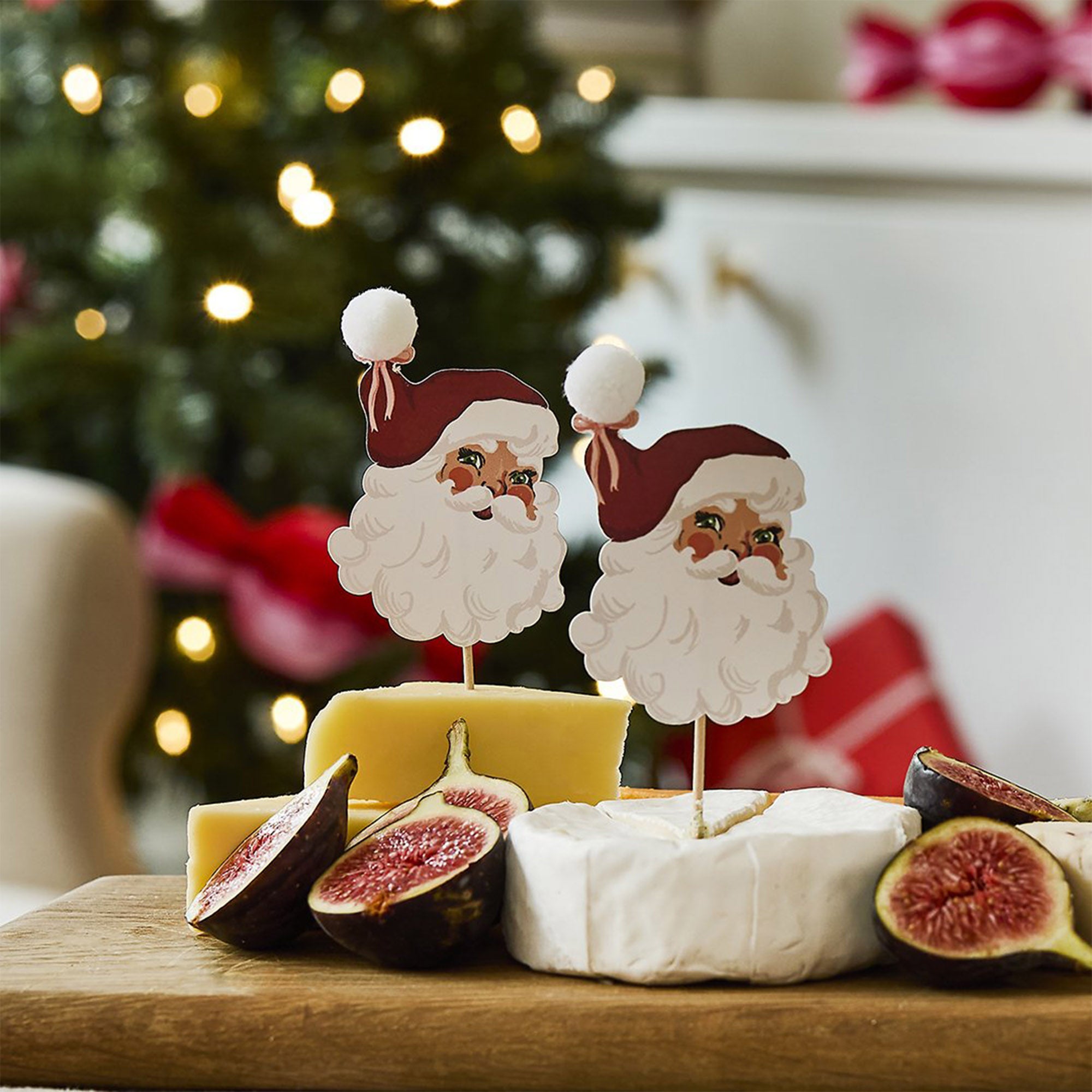 Food Picks-HBSB210 - Santa Pom Pom Food Picks-Hootyballoo