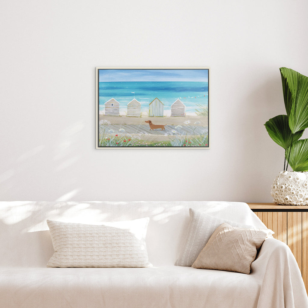 Canvas-HCC364LF - Sausage on The Shore Framed Canvas-Hannah Cole