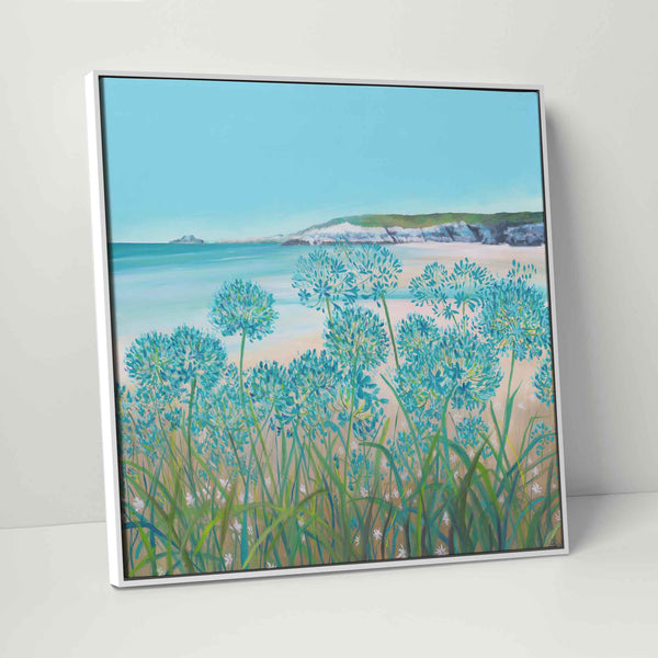 Canvas-ICC111F - Agapanthus Beach Framed Canvas-Whistlefish
