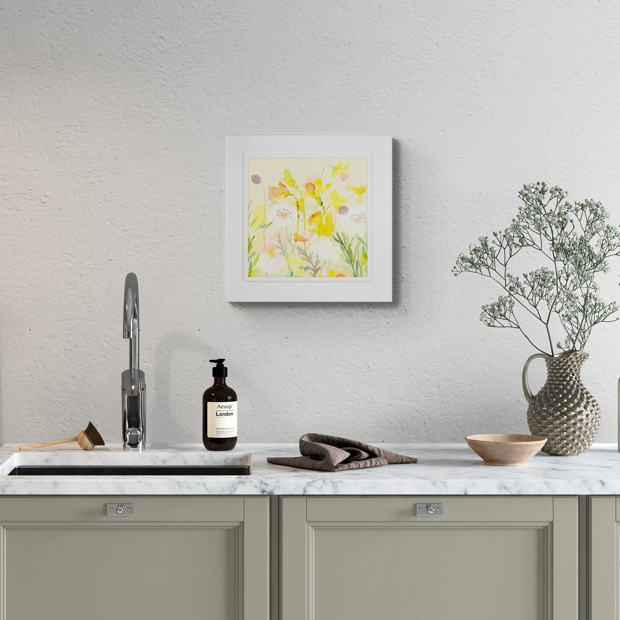 Framed Canvas - WFC110F - White Poppy Med Canvas Framed - White Poppy - Whistlefish