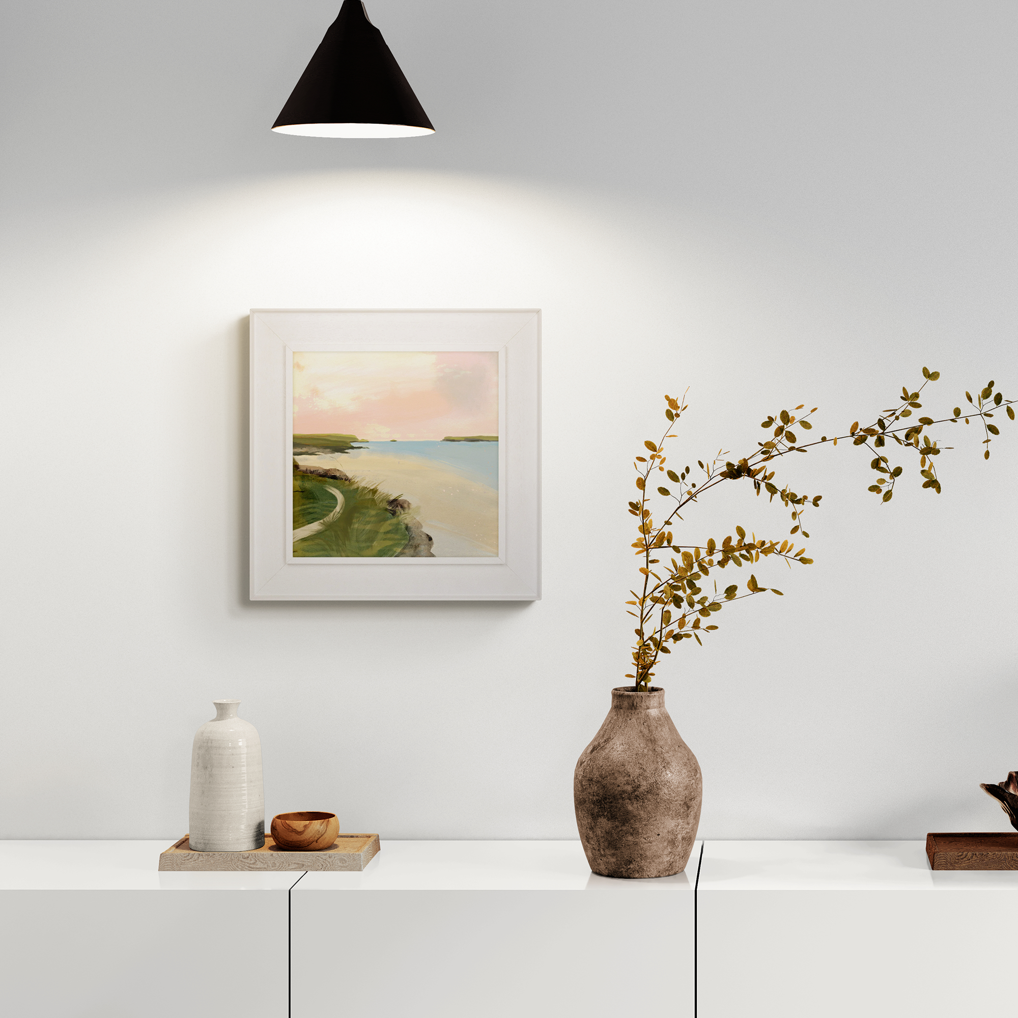 Canvas - WFC121F - Camel Estuary Tray Framed Canvas - Camel Estuary Tray Frame Canvas - Whistlefish