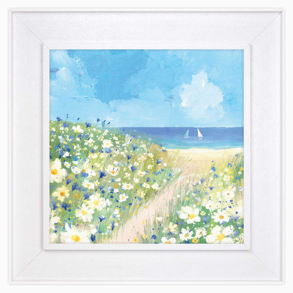 Canvas-WFC169F - Flower Fields Sail Boat Framed Canvas-Whistlefish