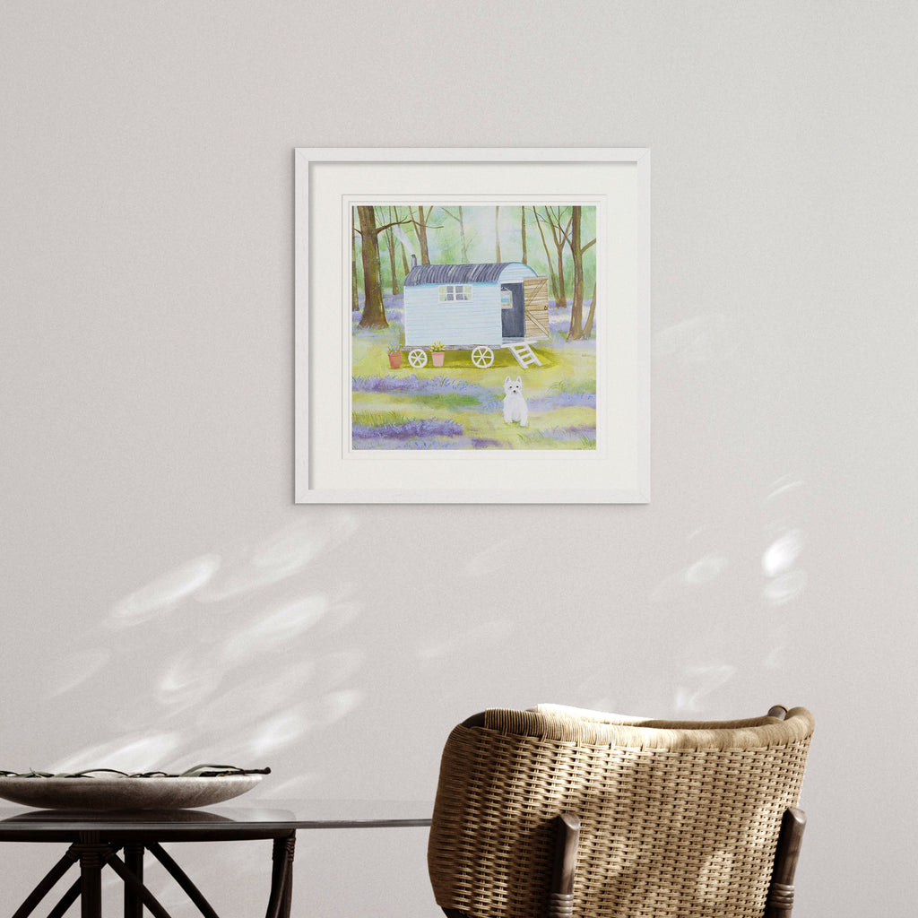 Framed Print-HC362MF - Westie in the Woods Square Framed Print-Hannah Cole