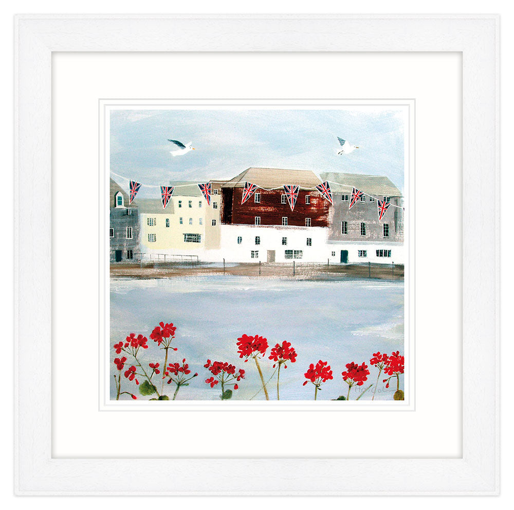 Framed Print - HC243F - Padstow Harbour Bunting Small Framed Prin -
