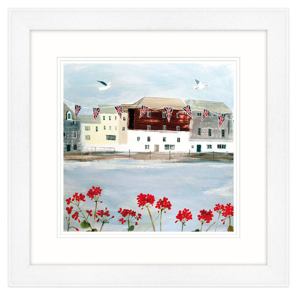 Framed Print - HC243F - Padstow Harbour Bunting Small Framed Prin -