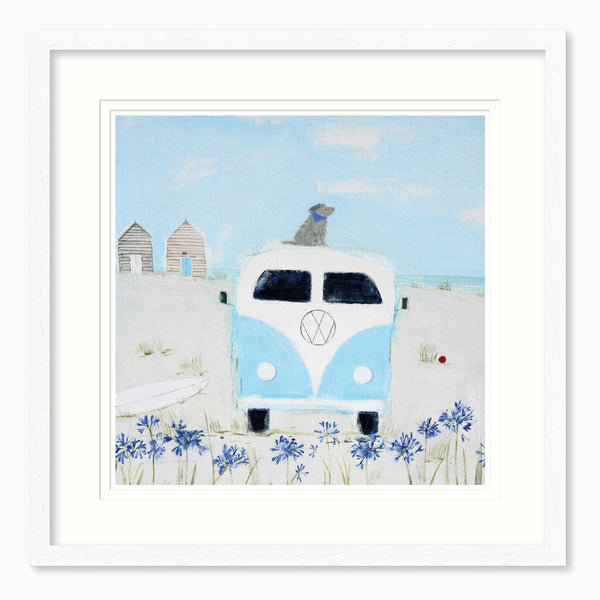 Framed Print-HC322F - Blue Camper Framed Print-Hannah Cole