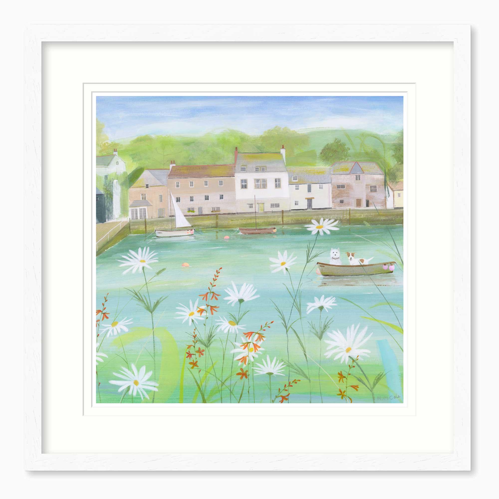 Framed Print-HC328F - Westie In The Boat Framed Print-Hannah Cole