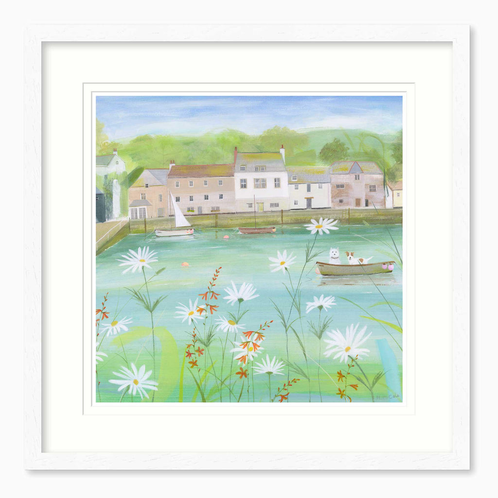 Framed Print-HC328F - Westie In The Boat Framed Print-Hannah Cole