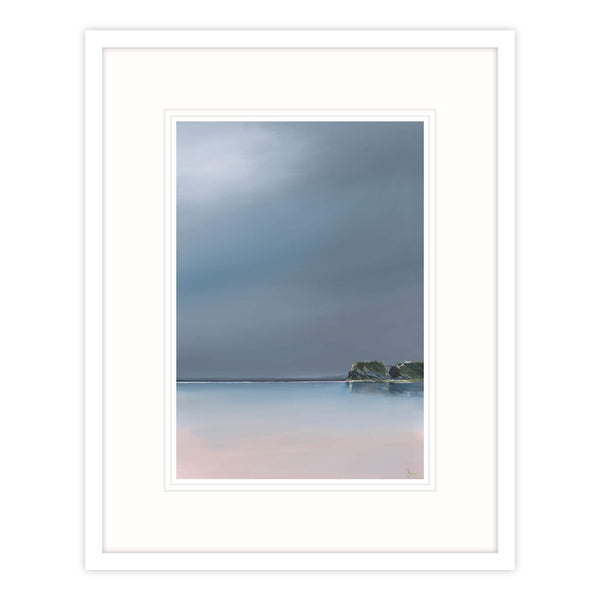 Framed Print-IC213F - Grey Dawn On Towan Beach Framed Print-Whistlefish