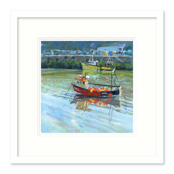 Framed Print-BART94F - Tide leaving the harbour Mevagissey-Whistlefish