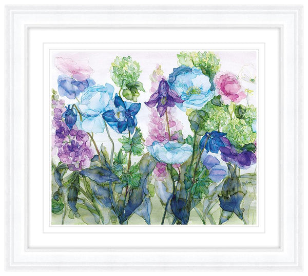 Framed Print-JT22F - Guelder Rose & Pale Blue Poppies Framed-Whistlefish