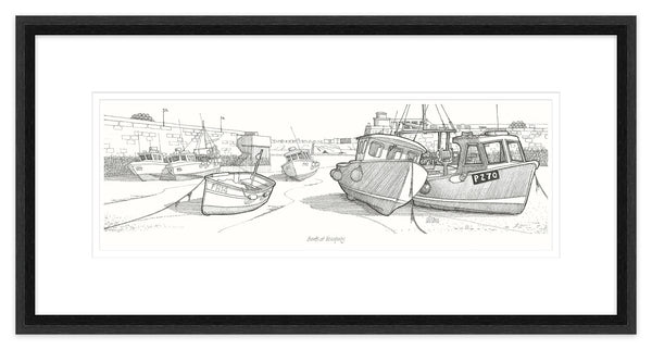 Framed Print-JW217F - Boats at Newquay Framed-Whistlefish