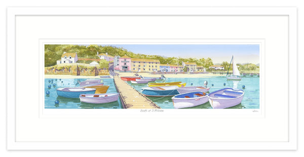 Framed Print-JW229F - Boats at Dittisham Framed-Whistlefish