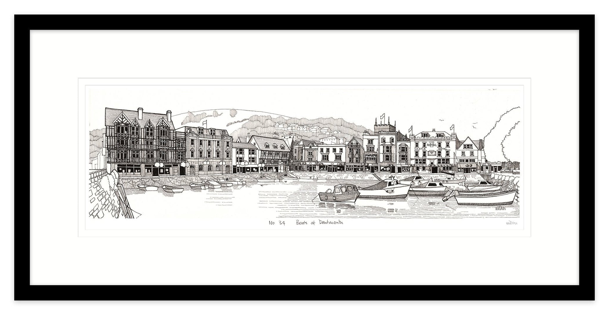 Framed Print-JW232F - Boats at Dartmouth Framed-Whistlefish