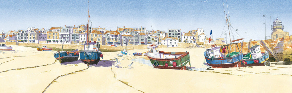Framed Print-JW264F - St Ives Harbour Medium Framed Print-Whistlefish