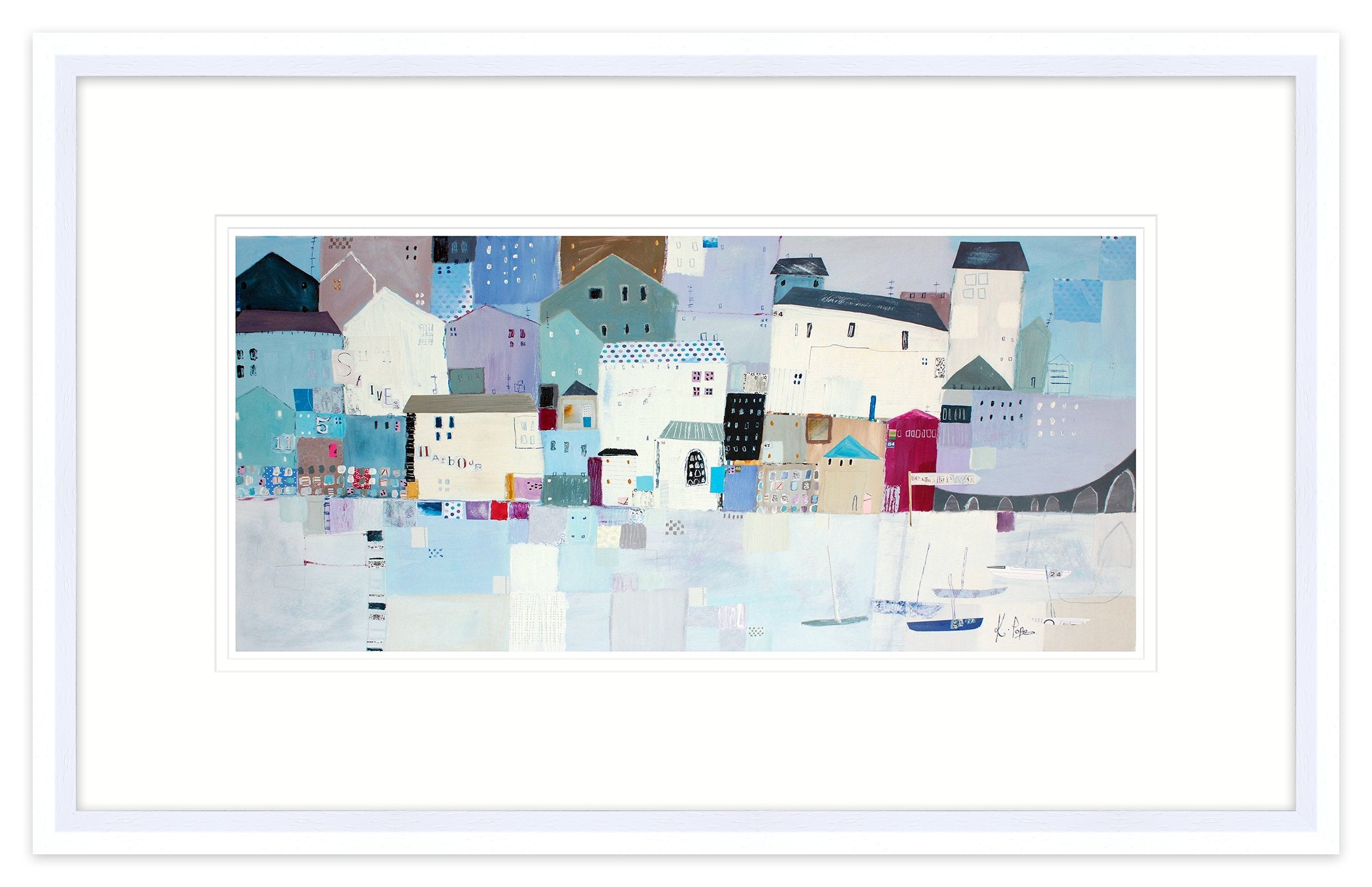 St Ives Coloured Block Framed Print - Whistlefish