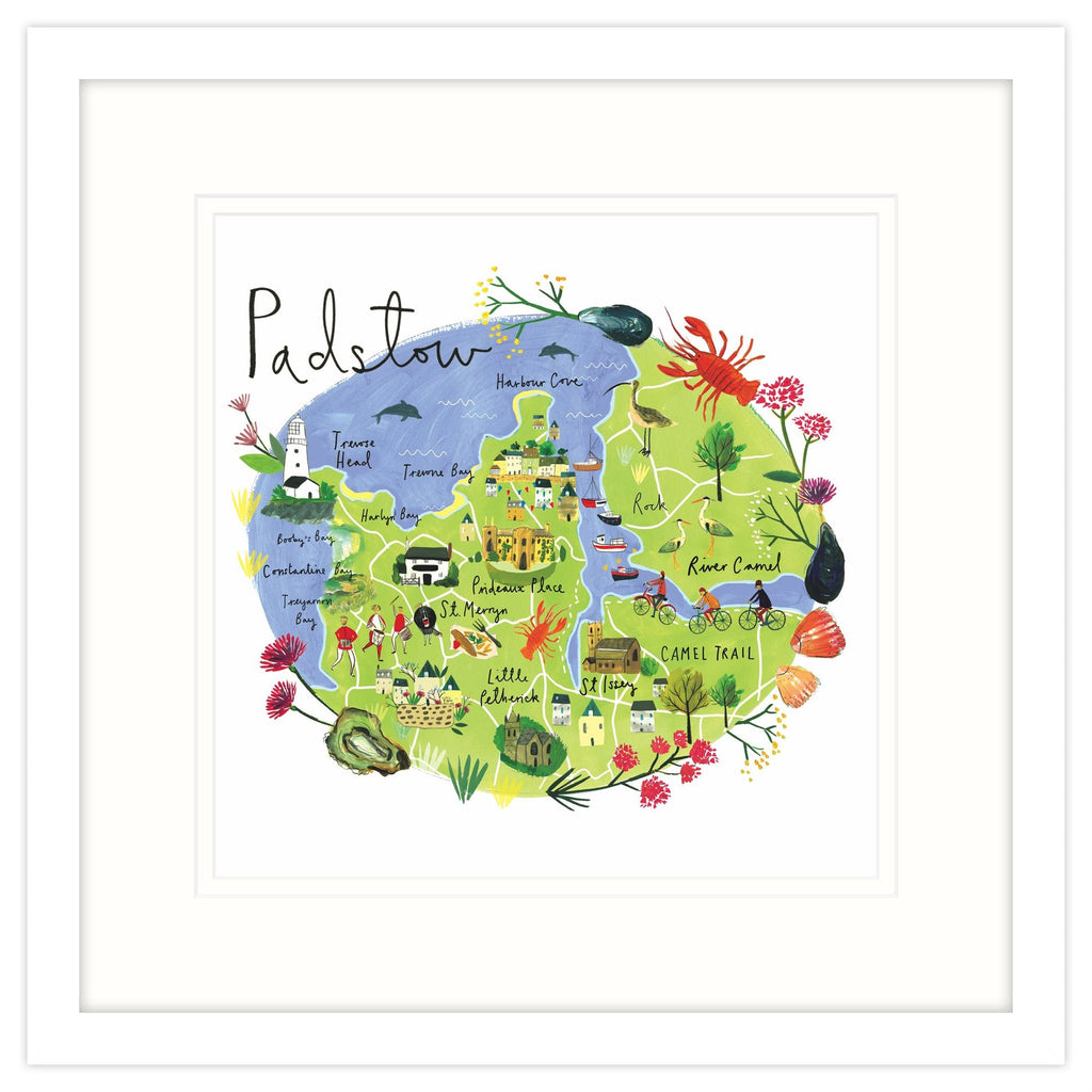 Framed Print-RC19F - Padstow Art Map Large Framed Print-Whistlefish