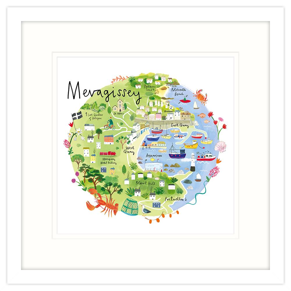 Framed Print-RC29F - Mevagissey Map Framed Print-Whistlefish